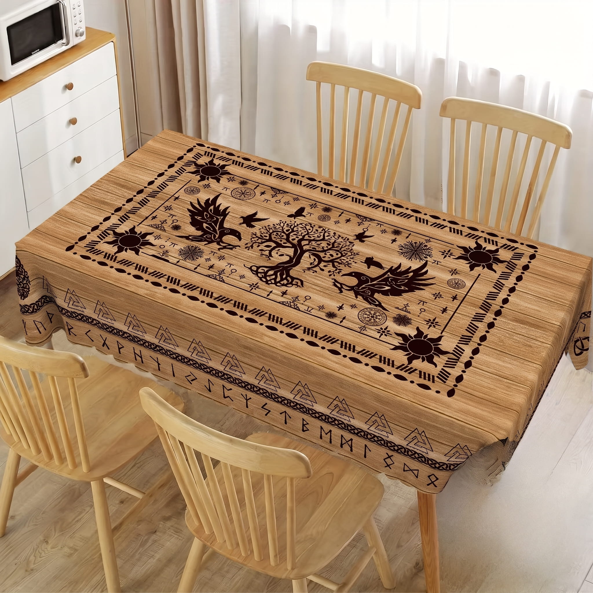 Nappe Viking Yggdrasil & Corbeaux — Effet Bois Clair - vue 2