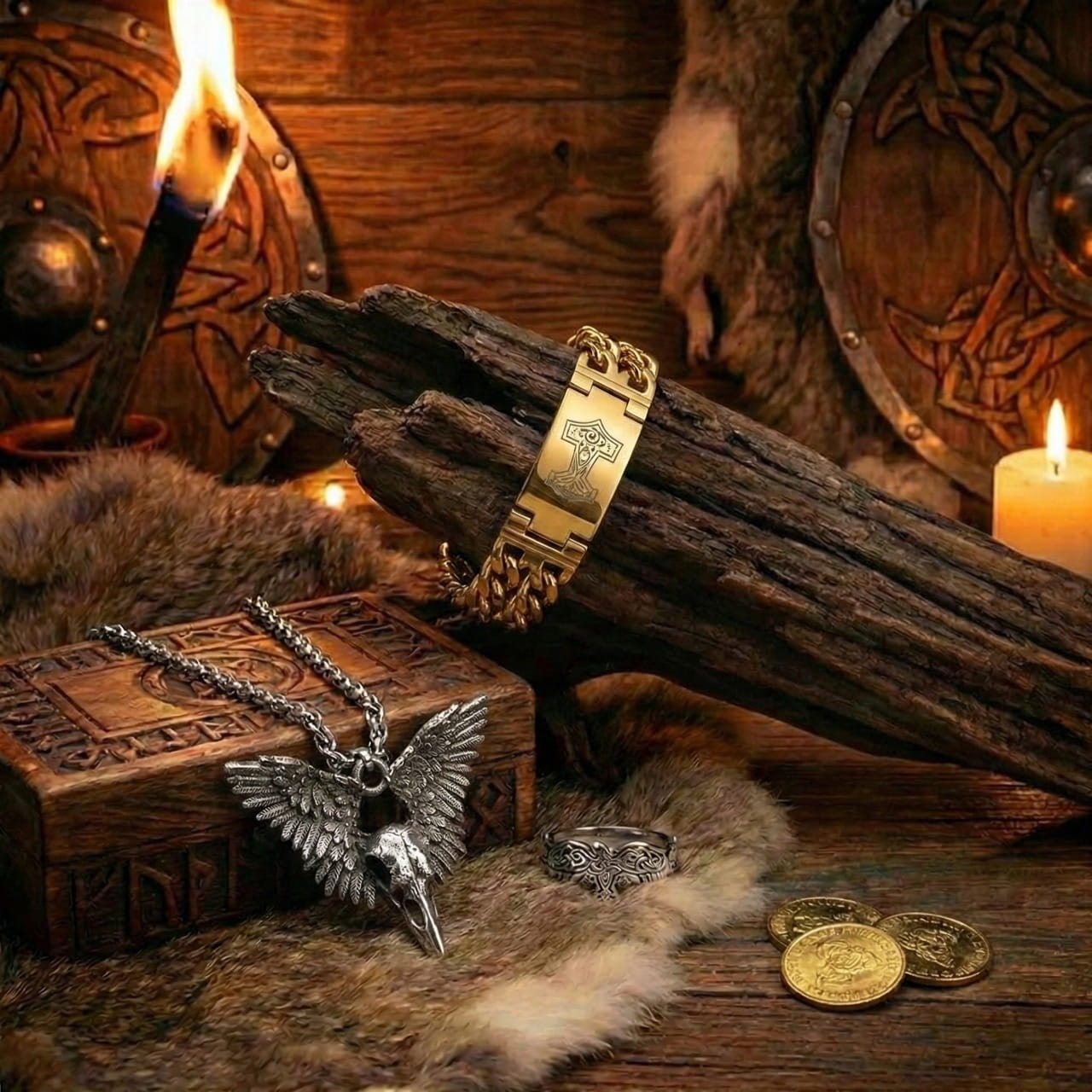Pack Guerrier Viking - Bague + Bracelet + Collier
