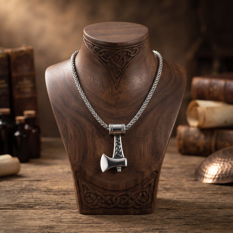 Collier Viking Hache Entrelacs Celtiques Acier