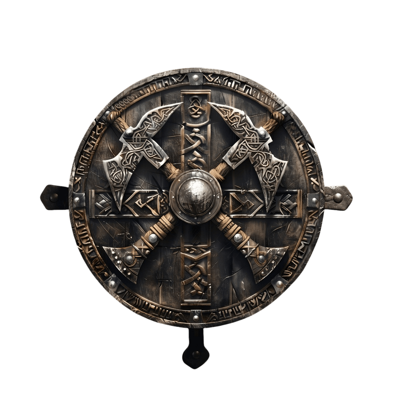 Plaque Murale Viking Bouclier aux Quatre Haches — Aluminium 2D 20 cm - vue 2