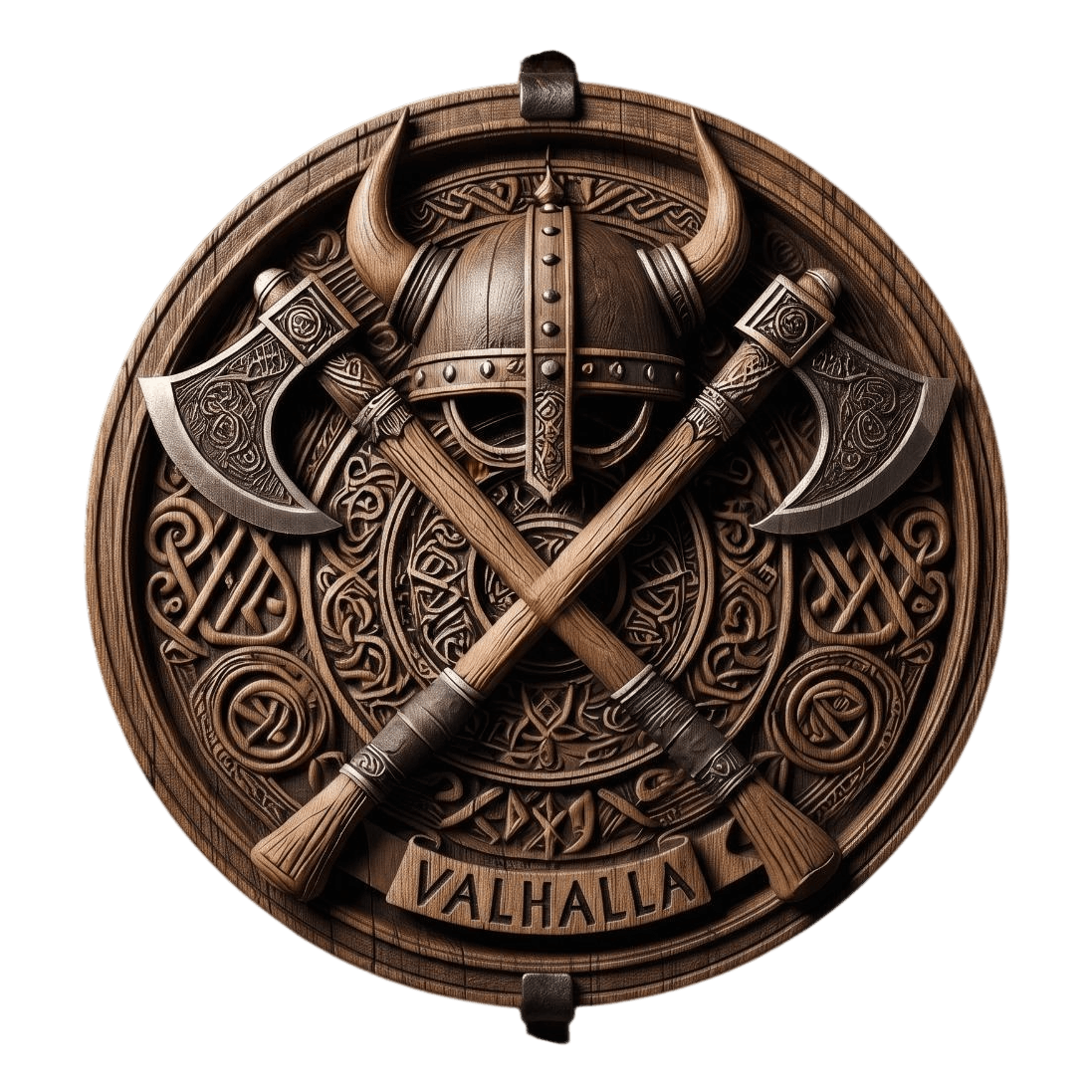 Plaque Murale Viking Casque & Haches « Valhalla » — Aluminium 2D 20 cm - vue 2