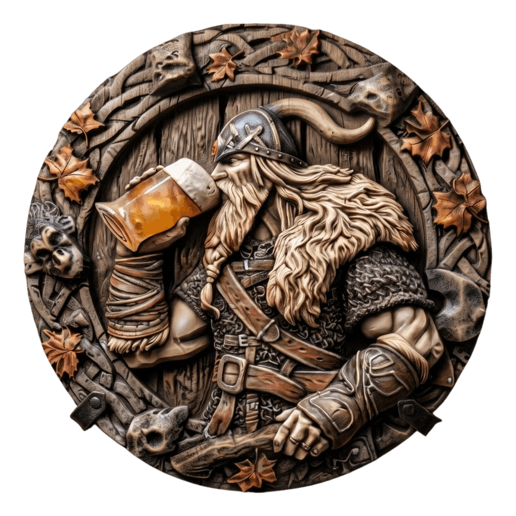 Plaque Murale Viking Guerrier à la Chope — Aluminium 2D 20 cm - vue 2