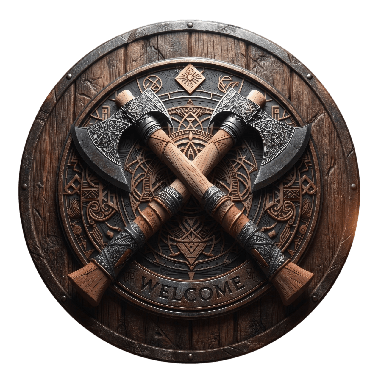 Plaque Murale Viking Haches Croisées « Welcome » — Aluminium 2D 20 cm - vue 2