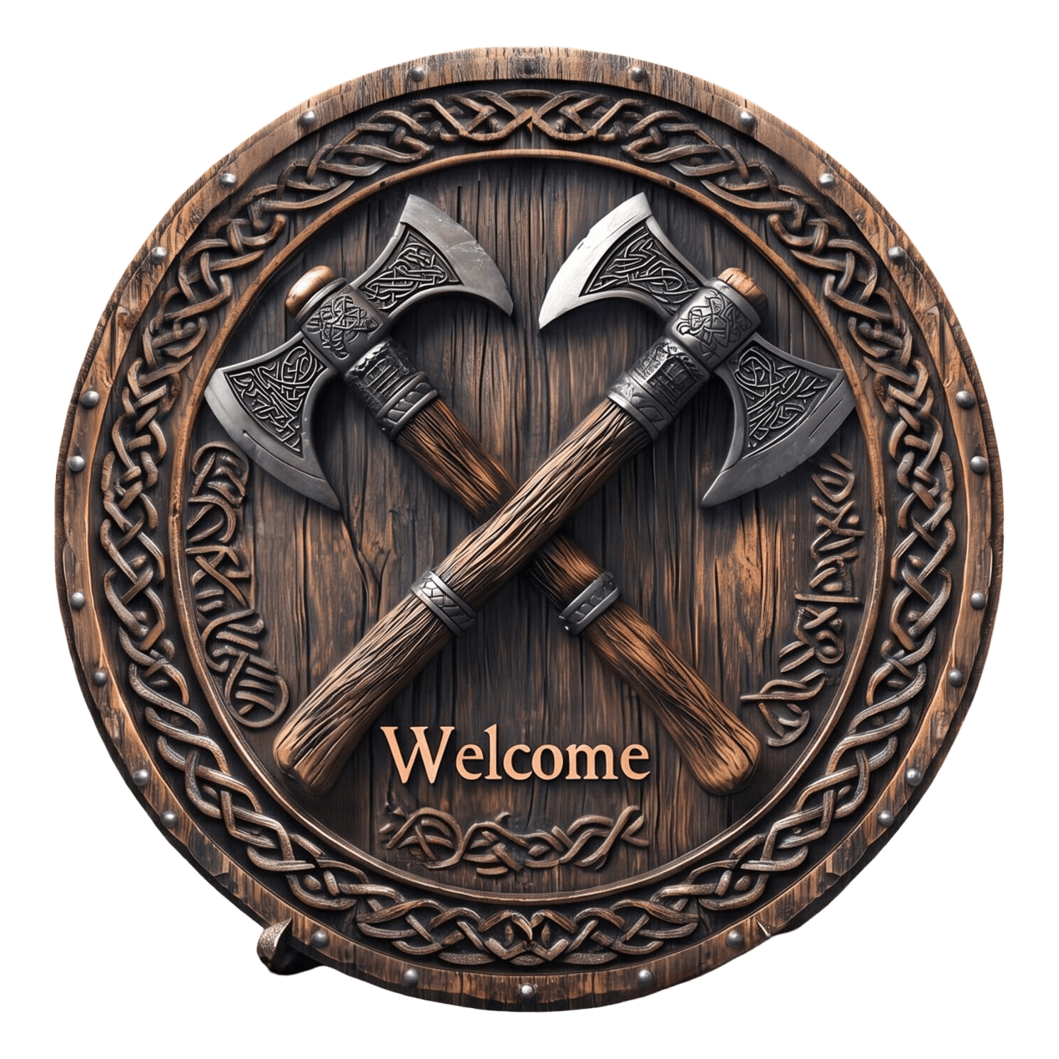 Plaque Murale Viking Haches & Entrelacs Celtiques — Aluminium 2D 20 cm - vue 2