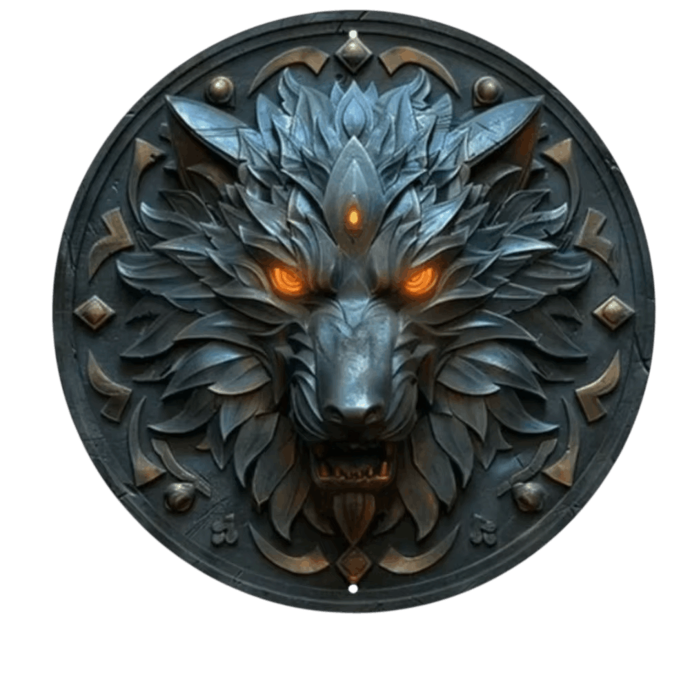 Plaque Murale Viking Loup Fenrir aux Yeux de Braise — Aluminium 2D 20 cm - vue 2