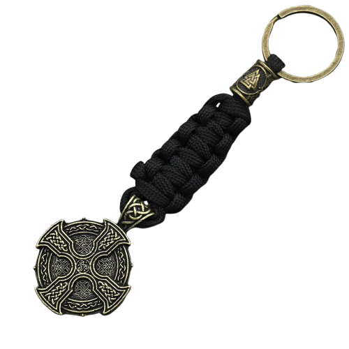 Porte-Clés Viking Médaillon Runique & Paracorde - Nœud de Sorcière