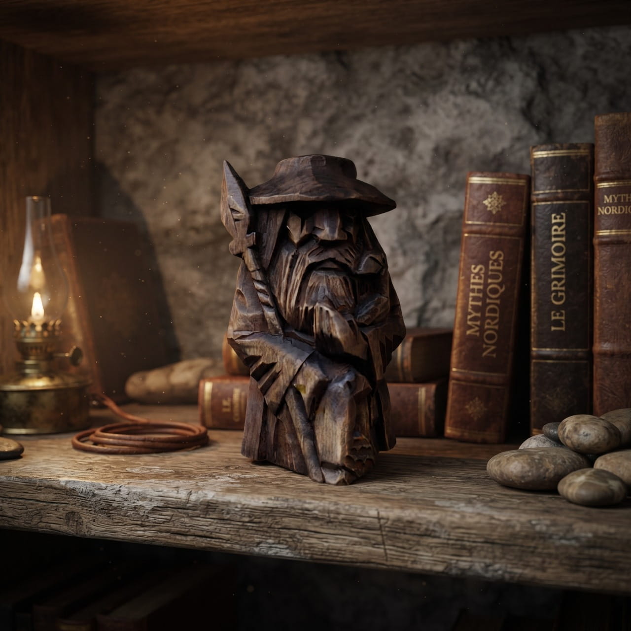 Statue Viking Odin Père de Tout Trône Résine — en situation