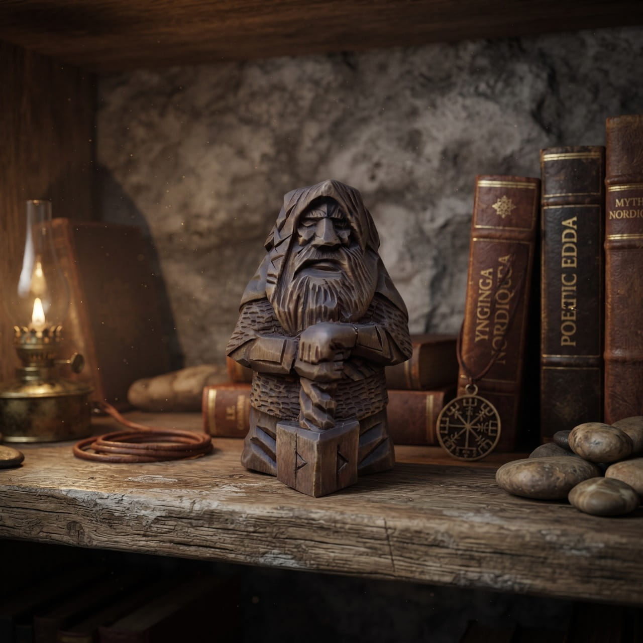 Statue Viking Thor Dieu du Tonnerre Mjölnir Résine — en situation